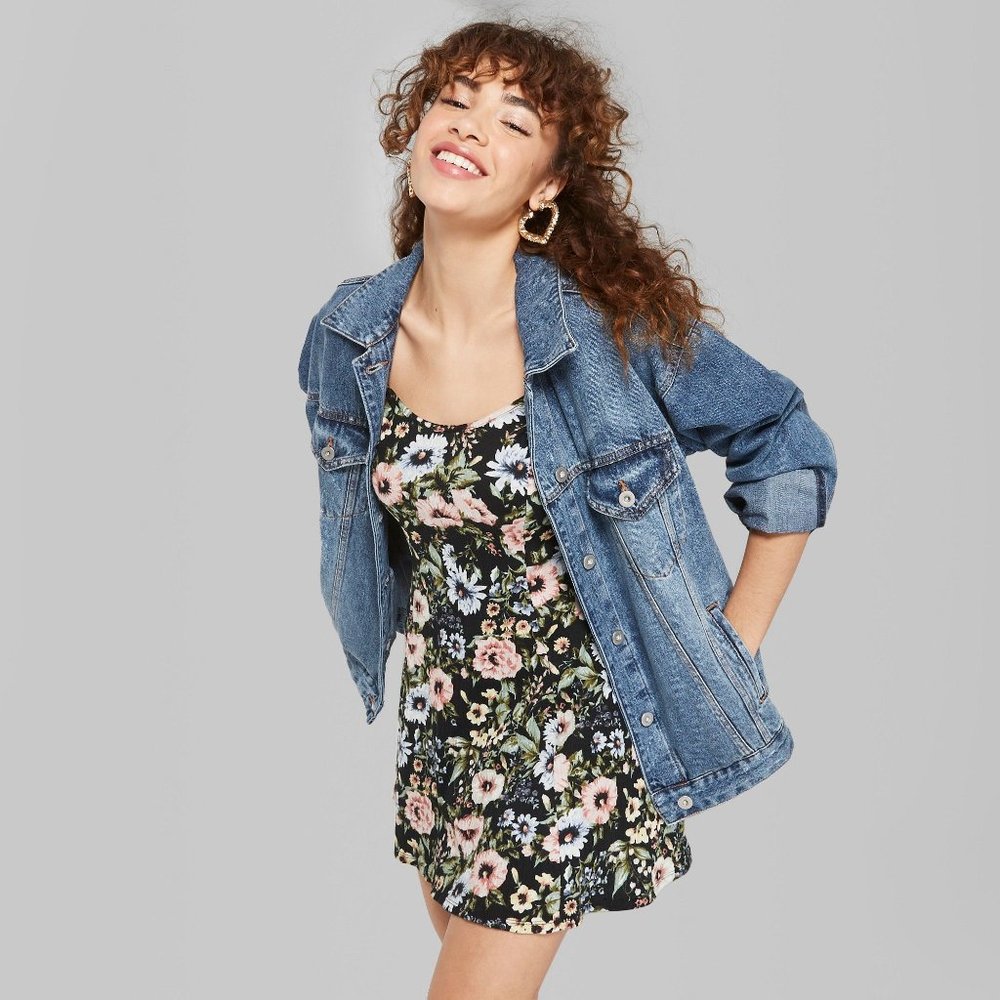 Wild Fable Floral Print Strappy Knit Swing Dress